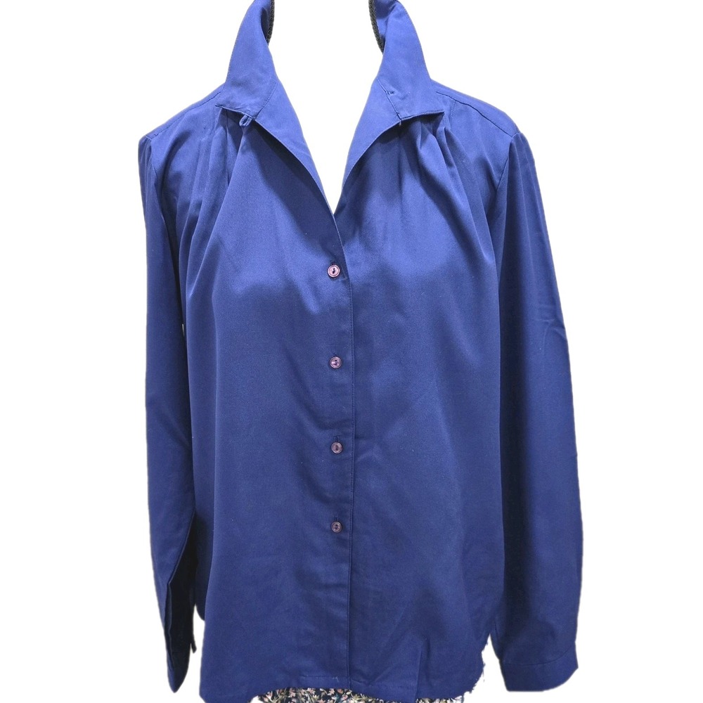 80s VTG Blouse Nicola Shirt Womens 14 Long Sleeve High‎ Collar Made In Japan
